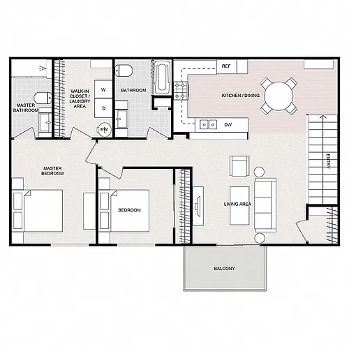 Floor plan 2 Bedroom 2 Bathroom - Upper