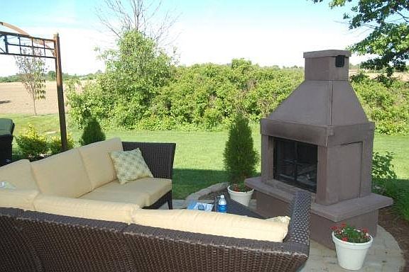 outdoor patio with fireplace