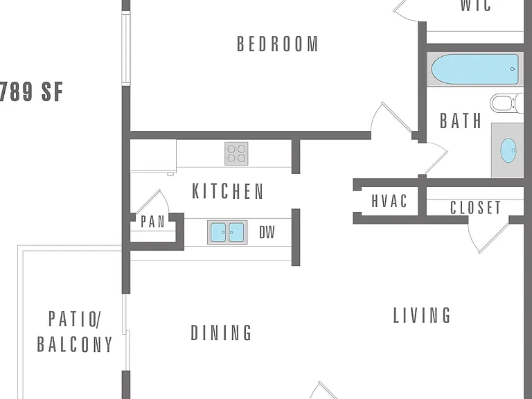 One bedroom, one bathroom One bedroom, one bathroom