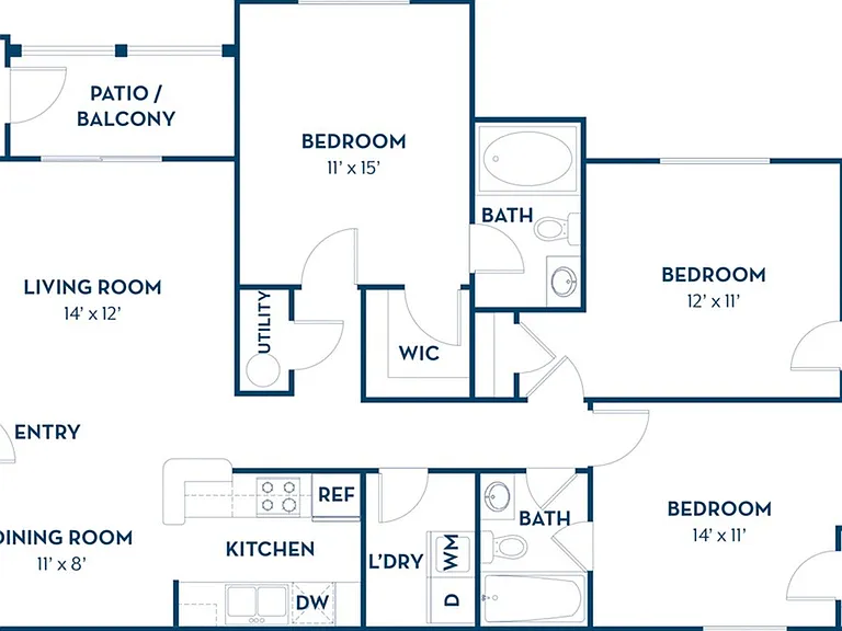 3 Bedroom | 2 Bath | 1295 SF 3 Bedroom | 2 Bath | 1295 SF