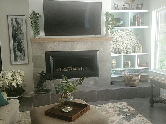 Living area with fireplace