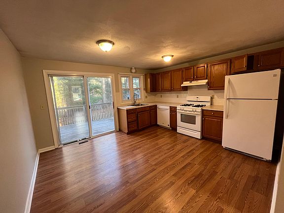 Kitchen with sliders to outside deck