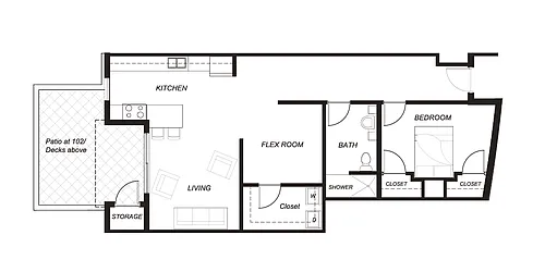 Floor plan Two Bed One Bath