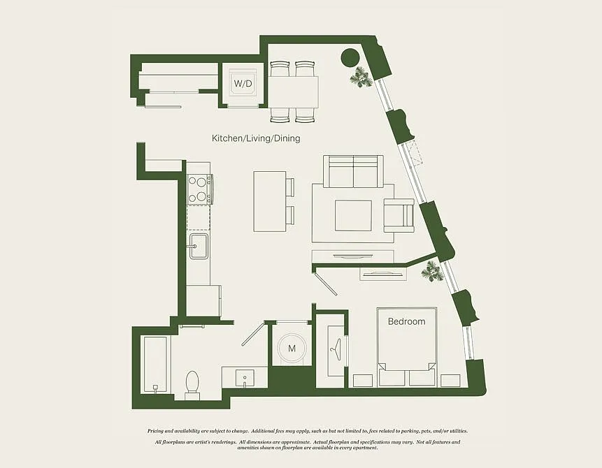 Floor plan 1 Bed- 1 Bath | A03 - Reva