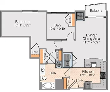Floor plan 1 Bedroom 1 Bath