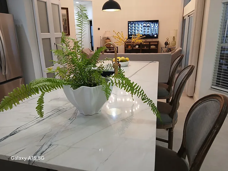 Kitchen countertop and Living room