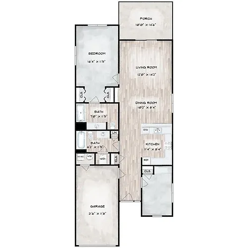 Floor plan 1 Bed / 2 Bath Executive