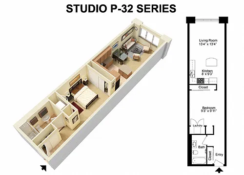 Floor plan Studio - Prospect Avenue