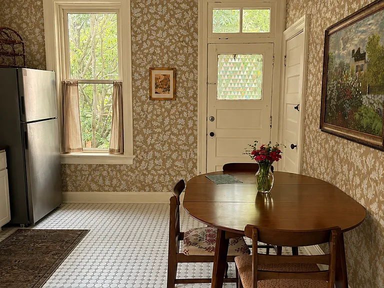 Kitchen refresh currently in progress! Here is a rendering of what the finished product will look like :) fresh paint and cozy wallpaper!