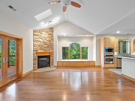 Large Windows, Stonework and Fireplace