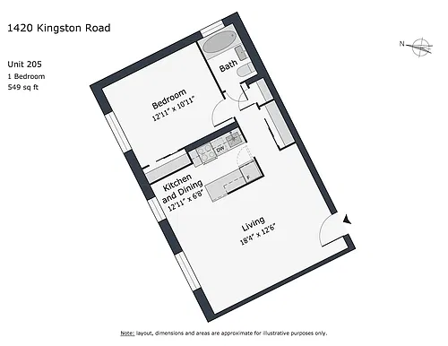 Floor plan 1 Bedroom - unit 205