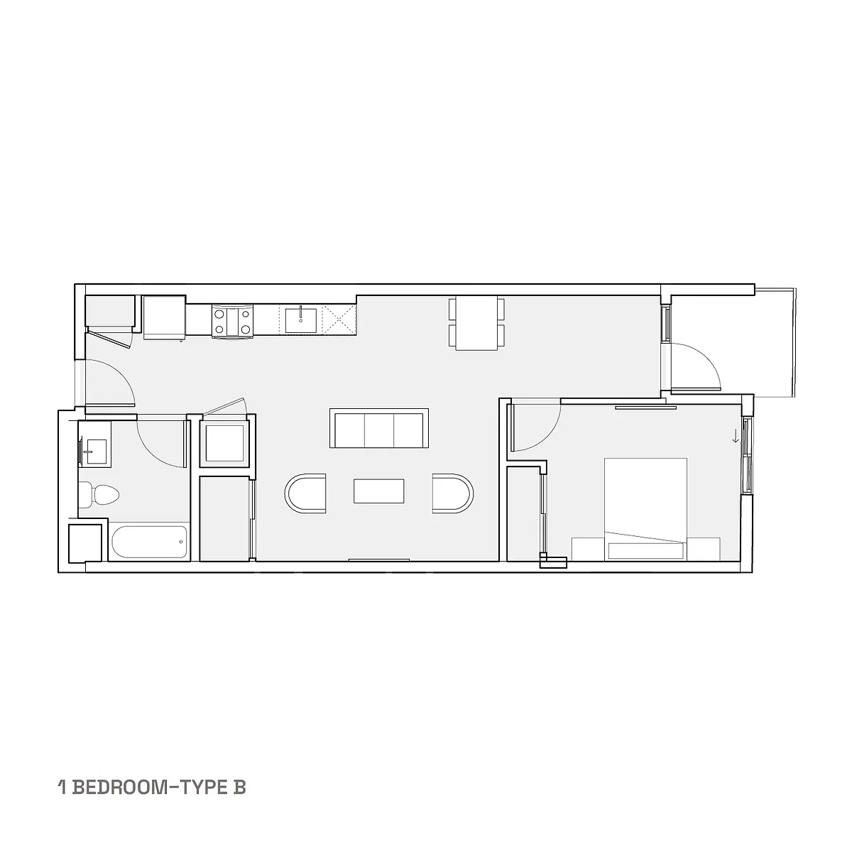 Floor plan 1 Bedroom - Type B