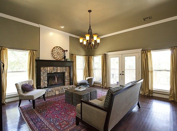 Large living room with fireplace