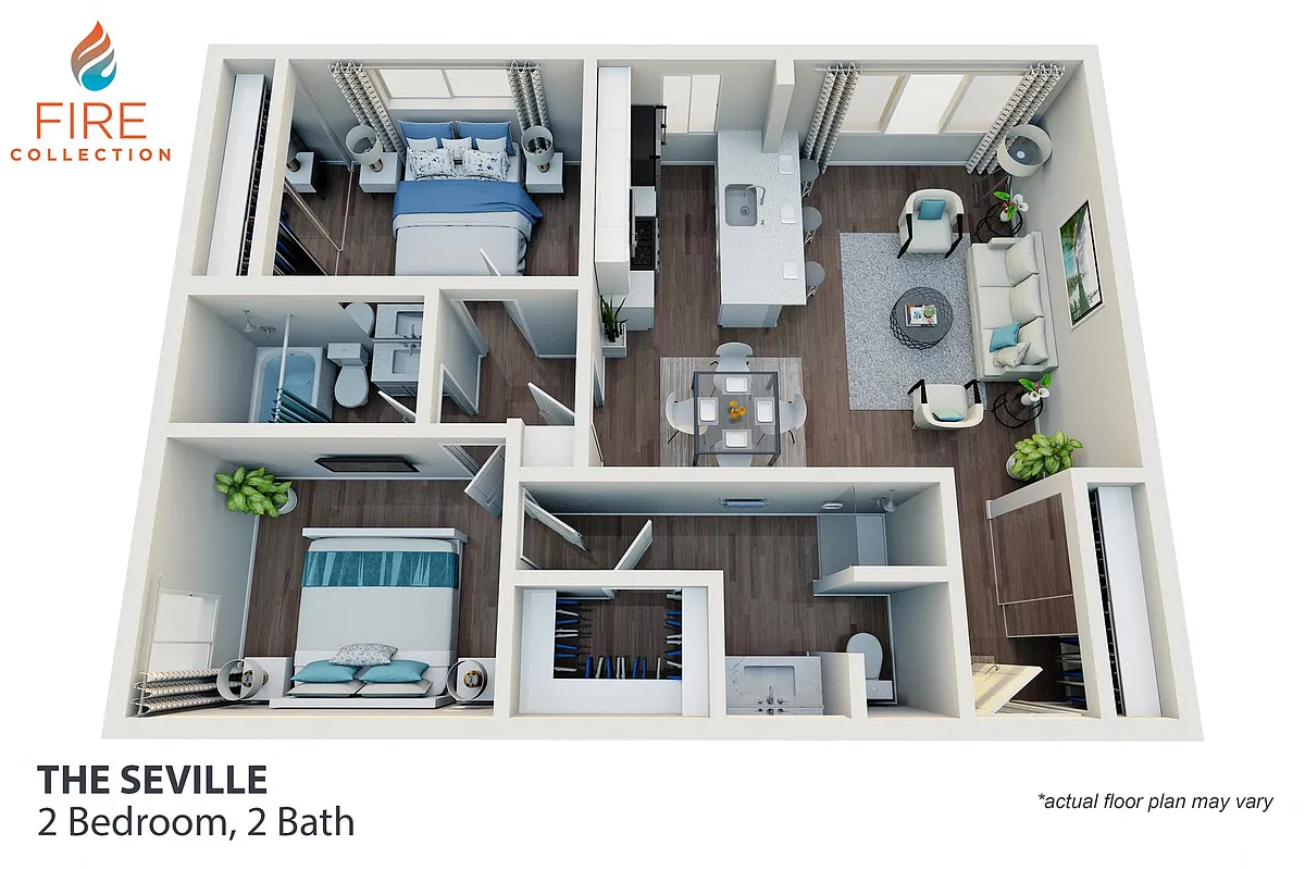 Floor plan 2 Bedroom, 2 Bath