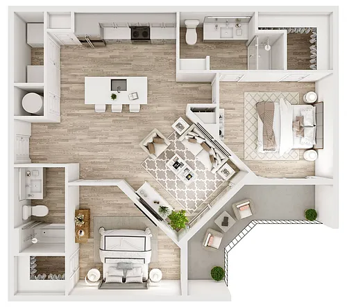 Floor plan B1 2 Bed / 2 Bath