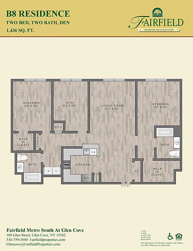 Floor plan B8 South FR 2 Bedroom|2 Bath/Den