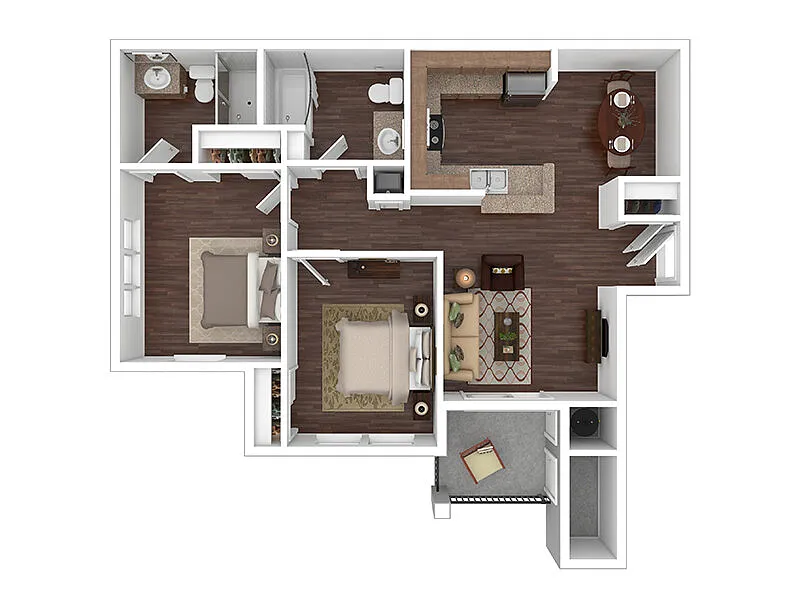 Floor plan 2 BR, 2 BA