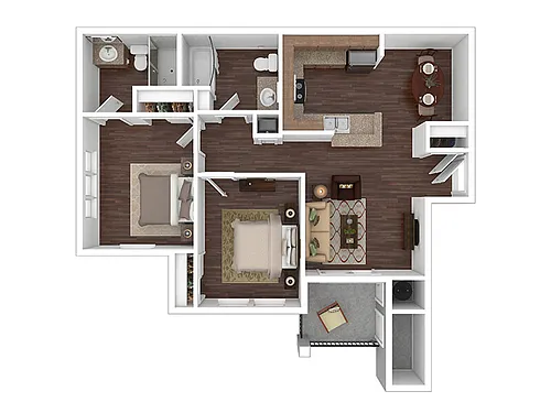 Floor plan 2 BR, 2 BA