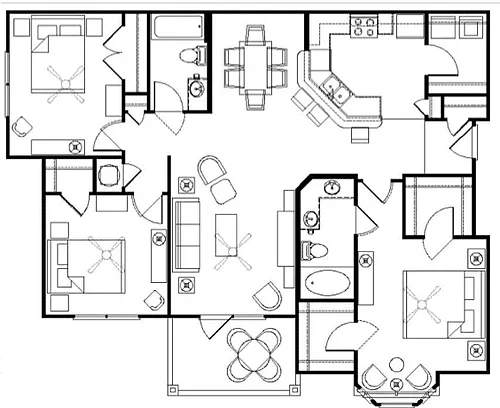 Floor plan 3 Bed 2 Bath