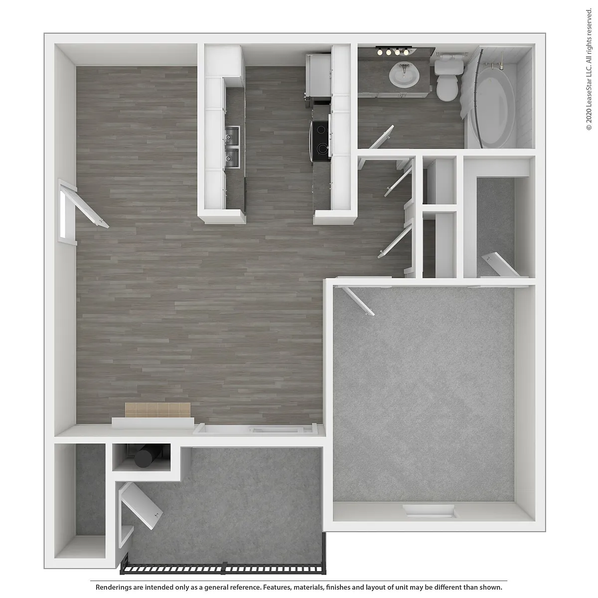 Floor plan Willow- 1x1 Medium