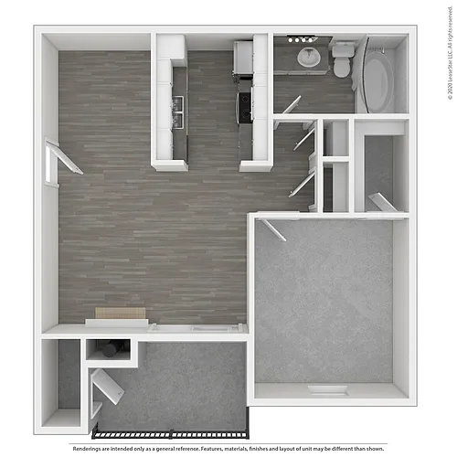Floor plan Willow- 1x1 Medium