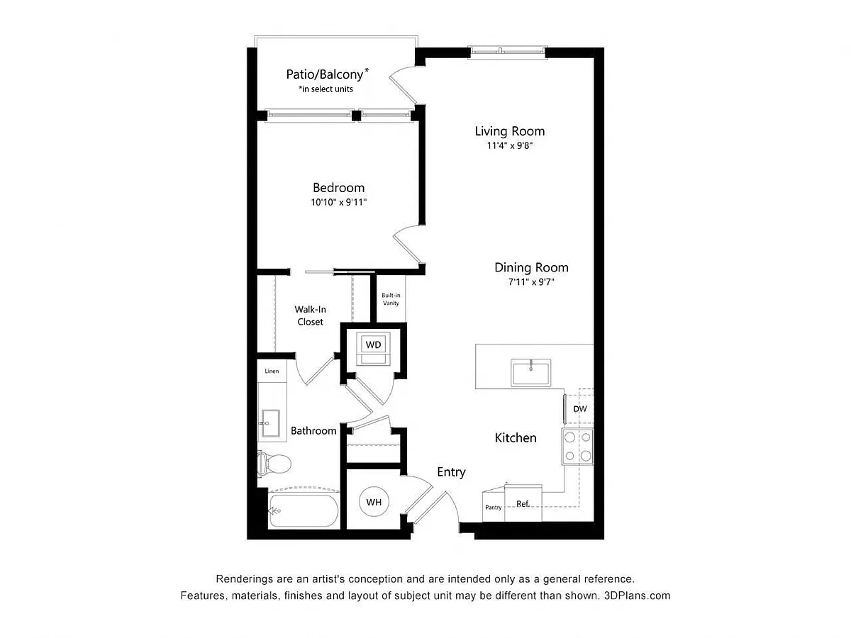 Floor plan 1Bed-A01