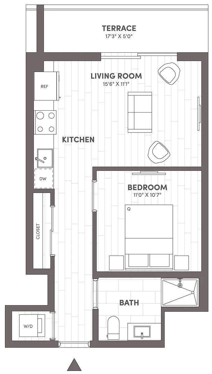 Floor plan Junior One Bedroom-A2