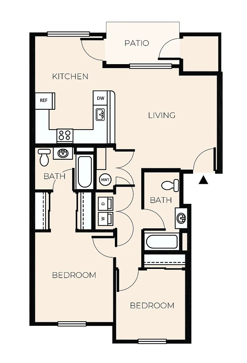 Floor plan 2 Bed 2 Bath B1A