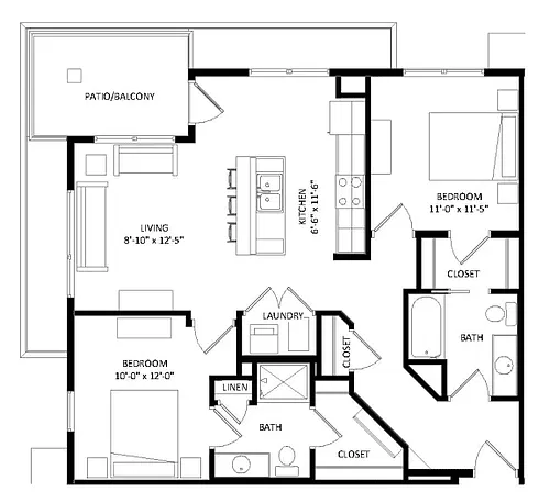 Floor plan 2 Bedroom D SIM
