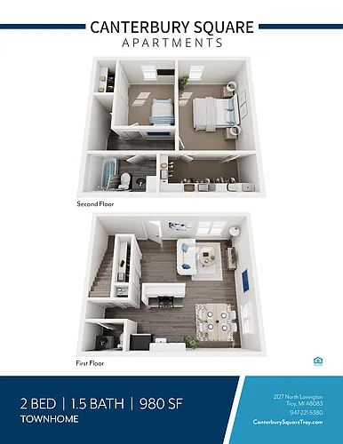 Floor plan 2 Bedroom 1.5 Bathroom Townhouse