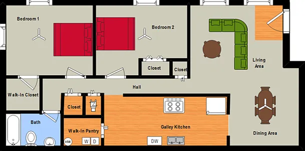 2 Bed Flat with W/D Hook-Ups Floor Plan 2 Bed Flat with W/D Hook-Ups Floor Plan