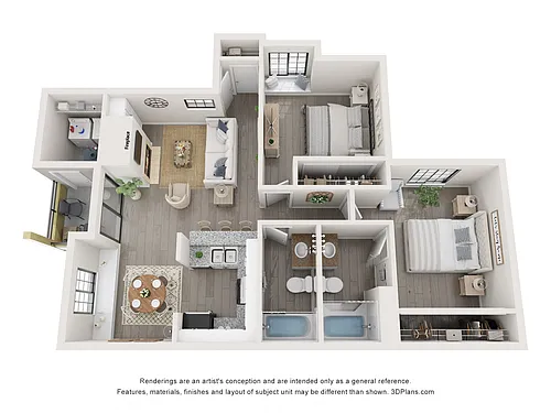 Floor plan Beach - 2 Bedrooms
