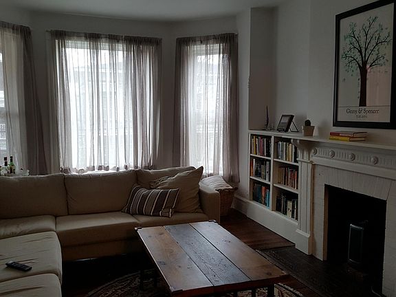 Original fireplace with built-ins