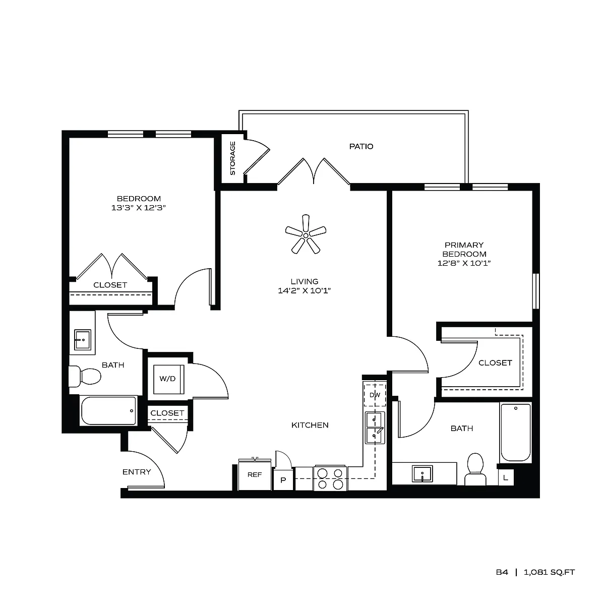 Floor plan 2BR/2BA B4