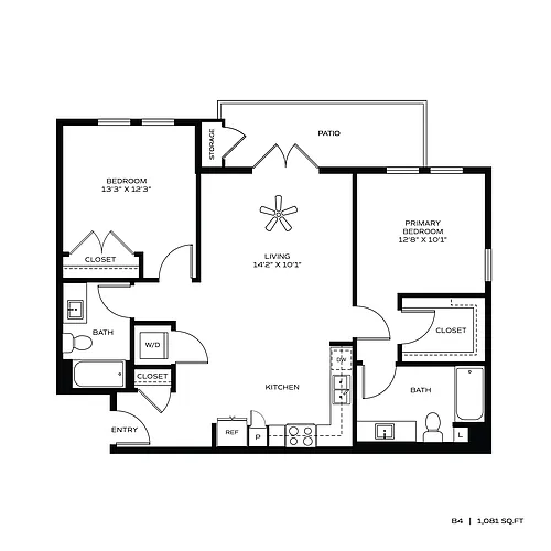Floor plan 2BR/2BA B4