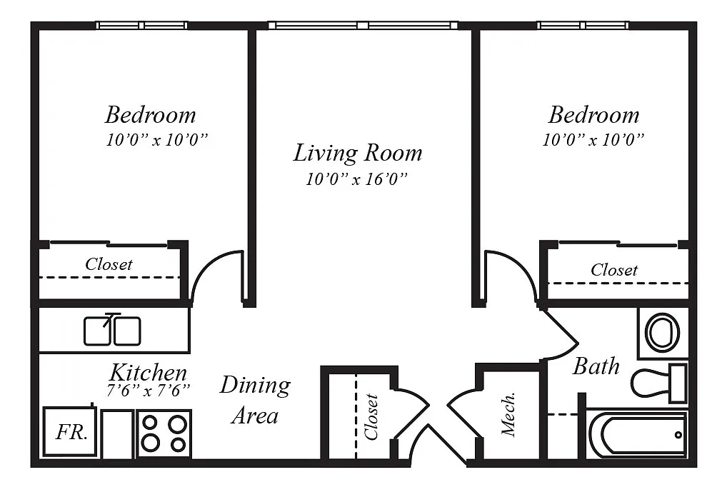 Floor plan 2 x 1 RENOVATED