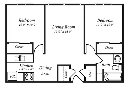 Floor plan 2 x 1 RENOVATED