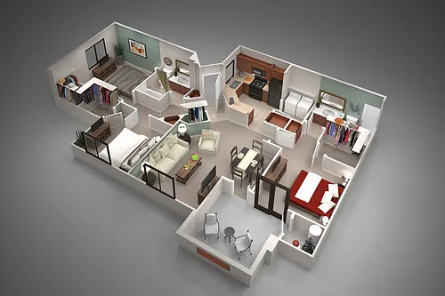 Floor plan Three Bedroom/Two Bath