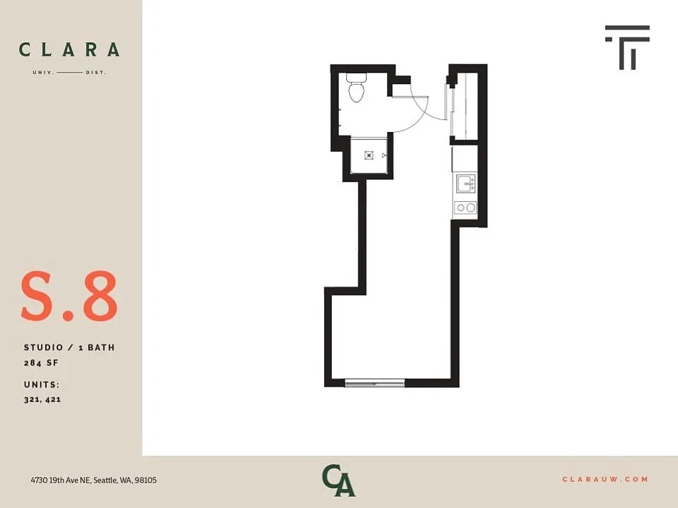Floor plan Studio - 284 sqft