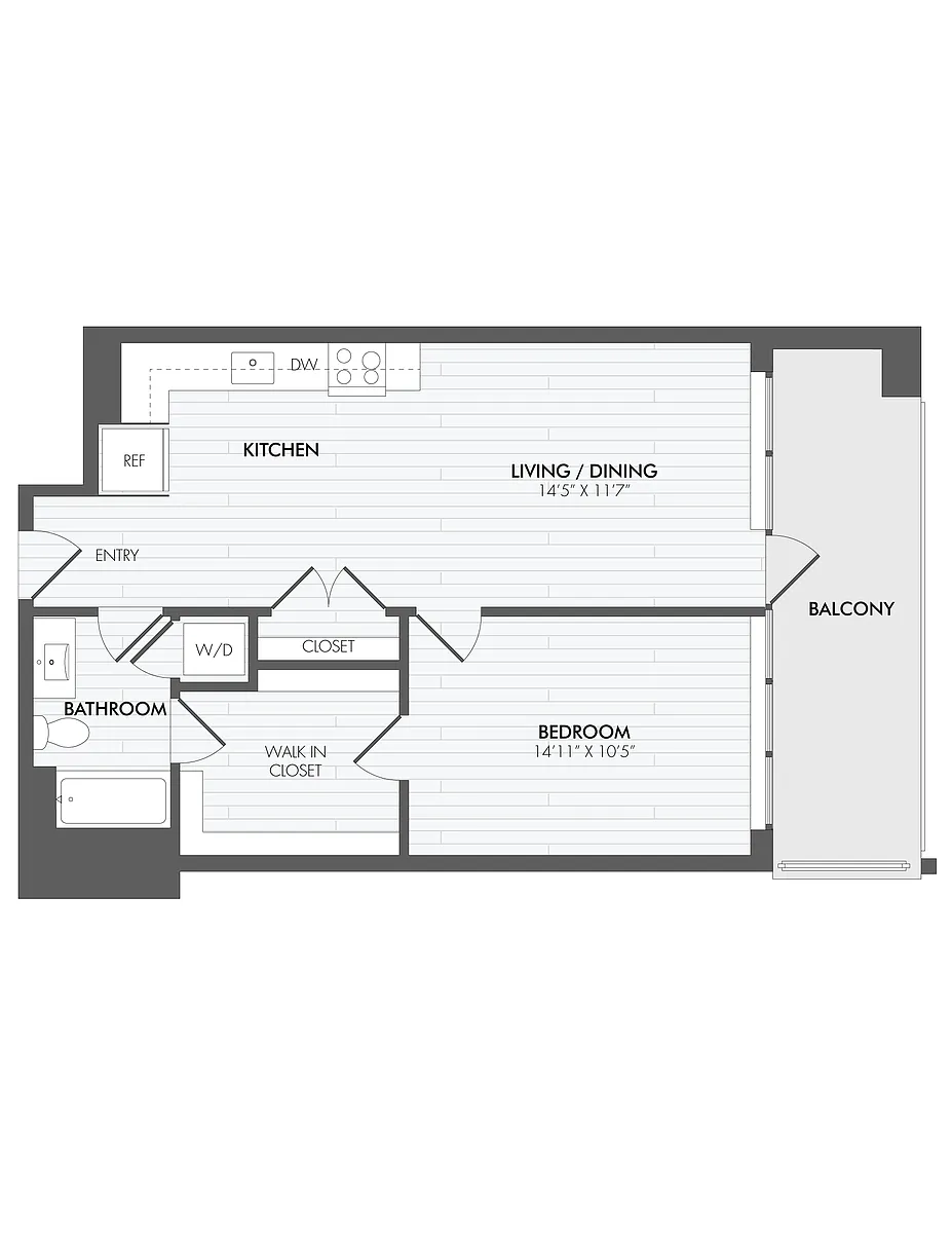 Floor plan 1 Bed/1 Bath-A13