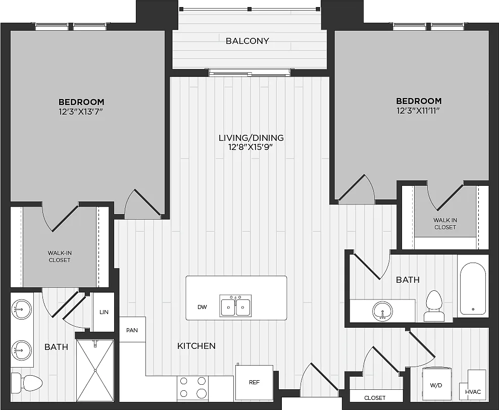 Floor plan 2 Bed/2 Bath-D7