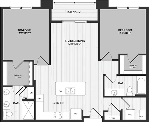 Floor plan 2 Bed/2 Bath-D7