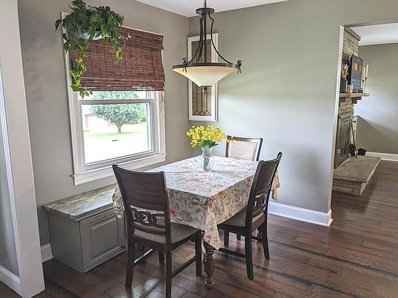 Dining area with built in bench and storage