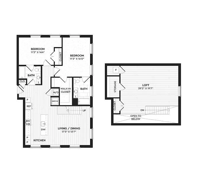 Floor plan B9+L | 2 Bed | 2 Bath | Loft