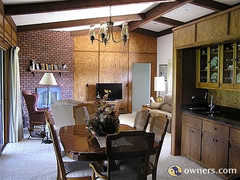 Dining and Living Room with Vaulted Ceiling