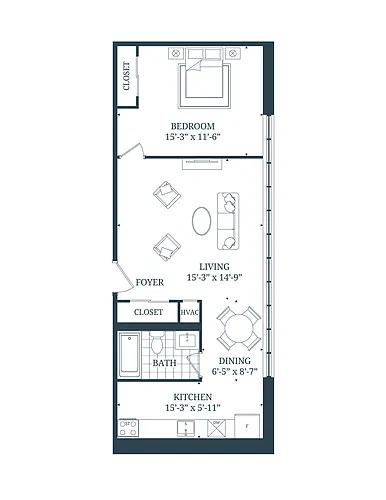 Floor plan 1 Bedroom 1 Bed 1 Bath 10