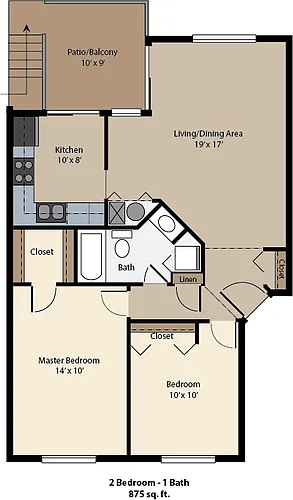 Floor plan 2 Bedroom 1 Bath