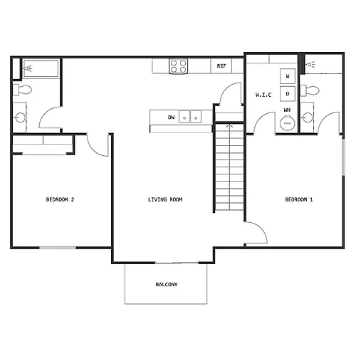 Floor plan 2 BED 2 BATH SPLIT