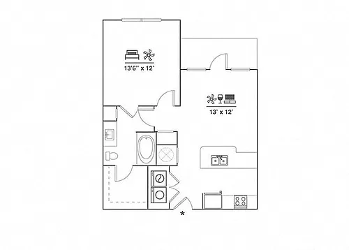 Floor plan 1X1 A1
