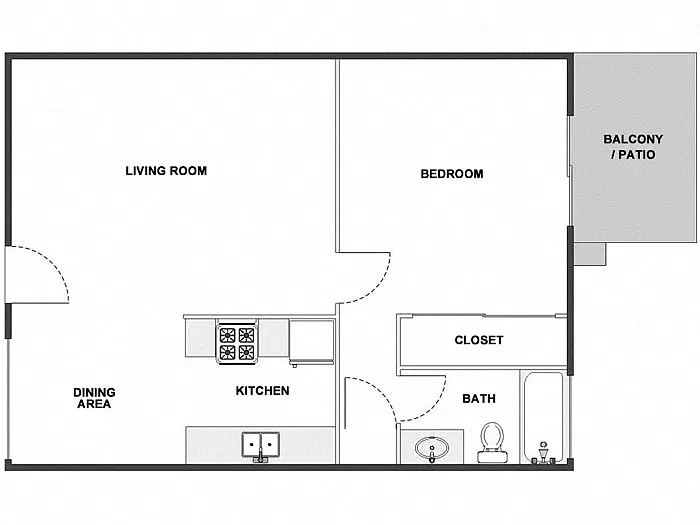 Floor plan 1 Bed / 1 Bath: Type A